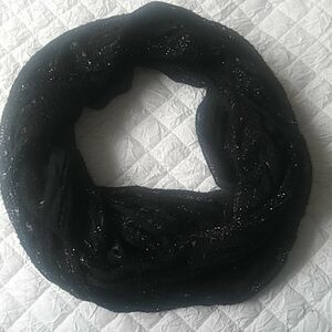 black infinity scarf with silver thread